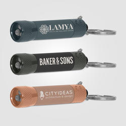 Chroma Softy Monochrome Metallic - LED Flashlight with Keyring - Laser Engraved