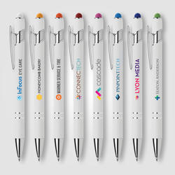 Ellipse Softy White Barrel Metal Pen w/ Stylus - ColorJet