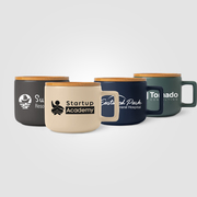 Café Virtuoso -  12 oz. Ceramic Mug with Bamboo Lid - Silkscreen