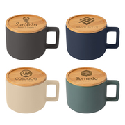 Café Virtuoso -  12 oz. Ceramic Mug with Bamboo Lid - Laser Engraved