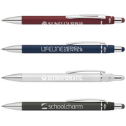 Orbit Spinner Chrome Metal Pen w/ Stylus - Laser