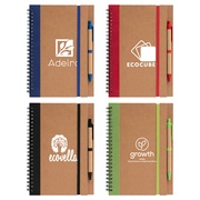 Kraft Hard Cover Spiral Notebook with Pen