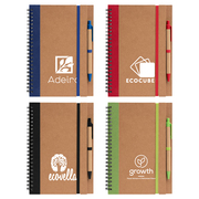 Kraft Hard Cover Spiral Notebook with Pen