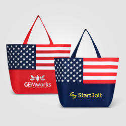 American Flag Non-Woven Tote Bag - Metallic imprint