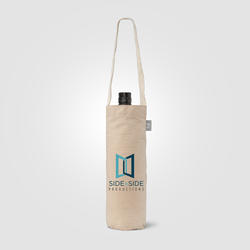 Single-Bottle Wine Tote Bag - 6 oz. Recycled Cotton Blend - Heat Transfer