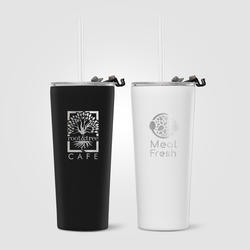 Excalibur - 22 oz. Double-Wall Stainless Tumbler with Straw​​ - Laser