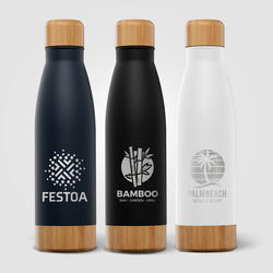 Ibiza Bamboo - 21 oz. Double-Wall Stainless Bottle - Laser