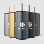 Borealis Stainless Steel Straw Tumbler - 16 oz. - Laser