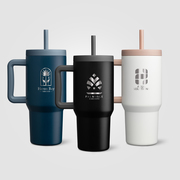 Grosche Aspen Stainless Steel Triple-Wall Insulated Straw Mug - 32oz  -Laser Engraved