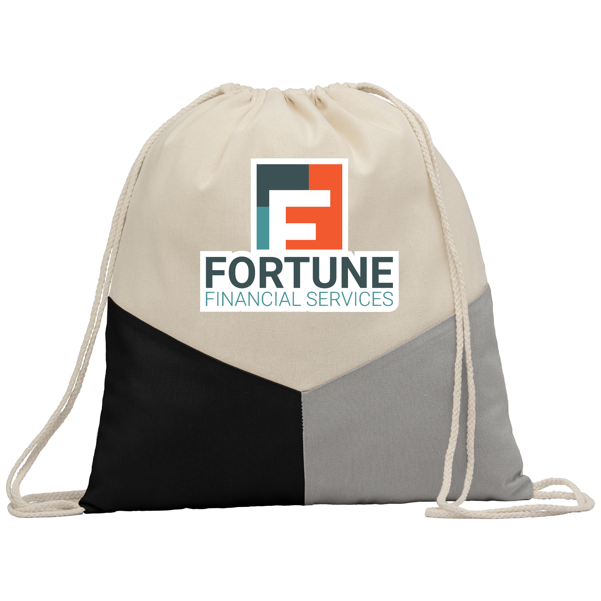 Triad Multicolor Recycled Cotton Drawstring Bag Heat Transfer