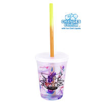 Mood 12 oz. Rainbow Confetti Cup/Straw/Lid Set