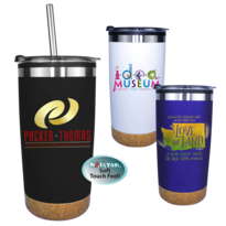 Halcyon® 20 oz. Cork Bottom Tumbler with Stainless Straw/Flip Top Lid