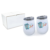 Halcyon® 12 oz. Stainless Steel Wine Glass with Acrylic Lid - Gift Set